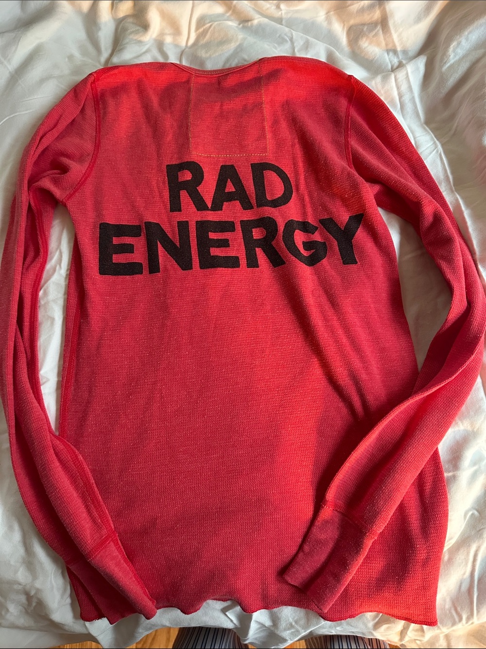 Aviator Nation Red Waffle Knit Crew with Yellow Lightning Bolt - Picture 2 of 3